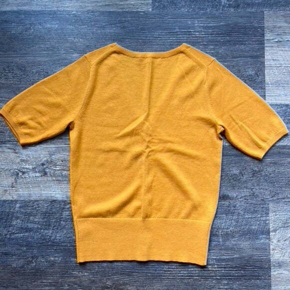 NWOT Everlane The Cotton-Merino Short-Sleeve Cardigan in Marigold S - Picture 3 of 6